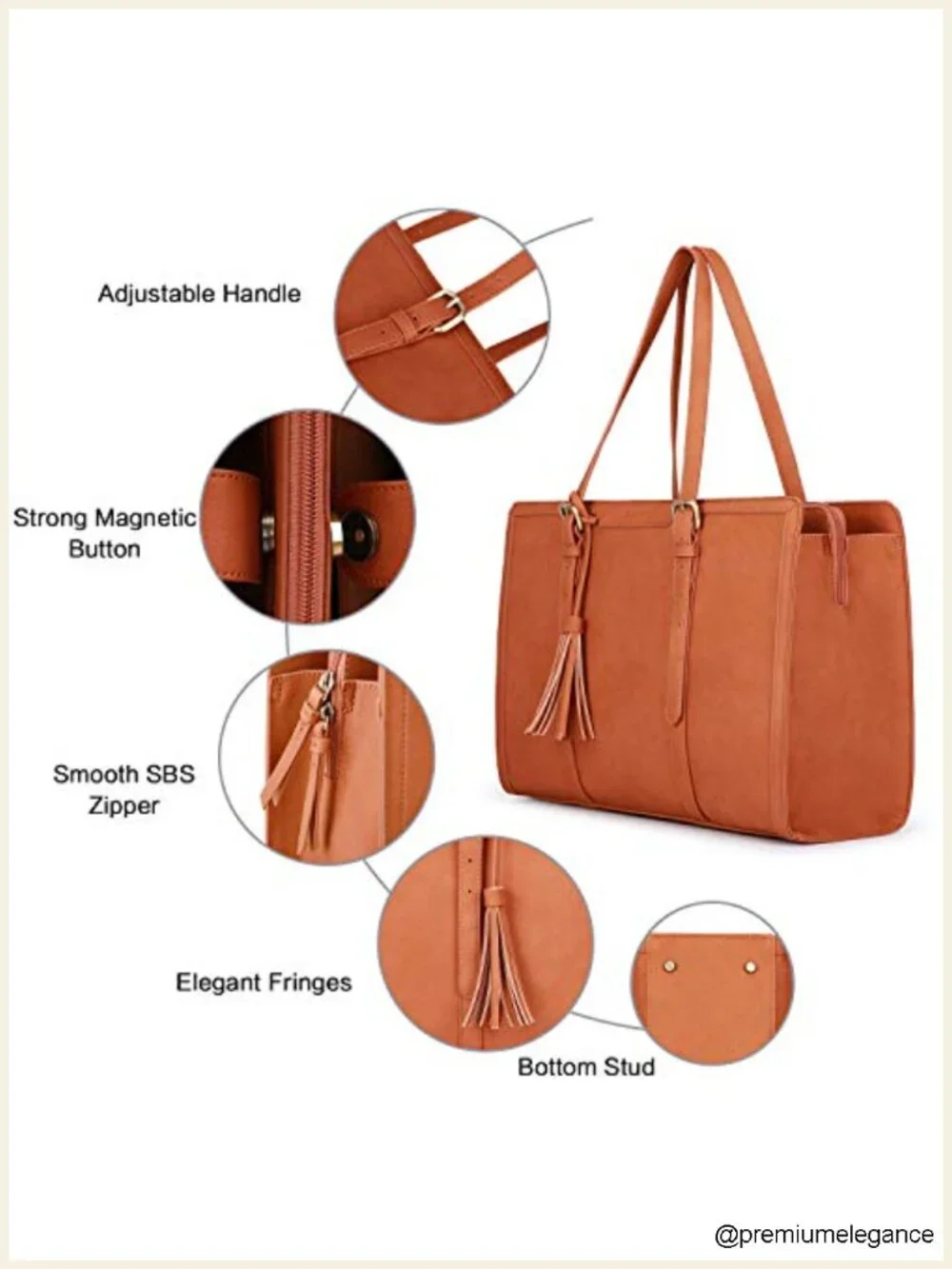 PU Leather Laptop Tote Bag for Women 15.6 Inch Work Bag Office Computer Purse 3